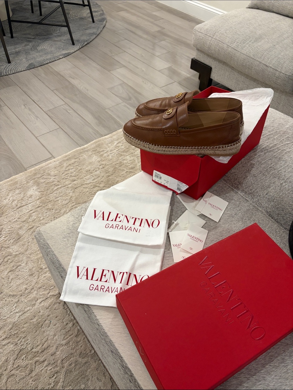 Valentino Garavani Leather Espadrille Loafers Brown Men’s EU 42 US 9.5